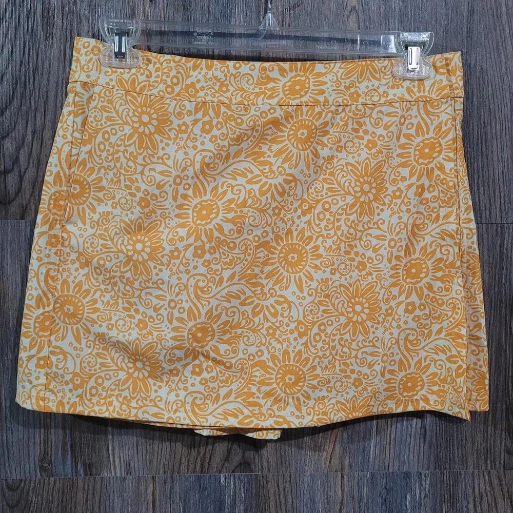 Rip Skirt Hawaii Size Medium Skirt Length #1 Yellow Floral Beach Surf Quick-Dry